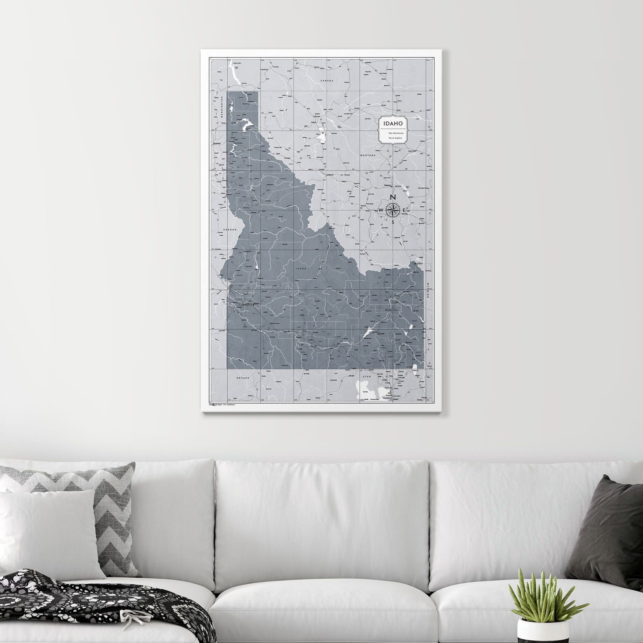 Push Pin Idaho Map (Pin Board) - Dark Gray Color Splash CM Pin Board