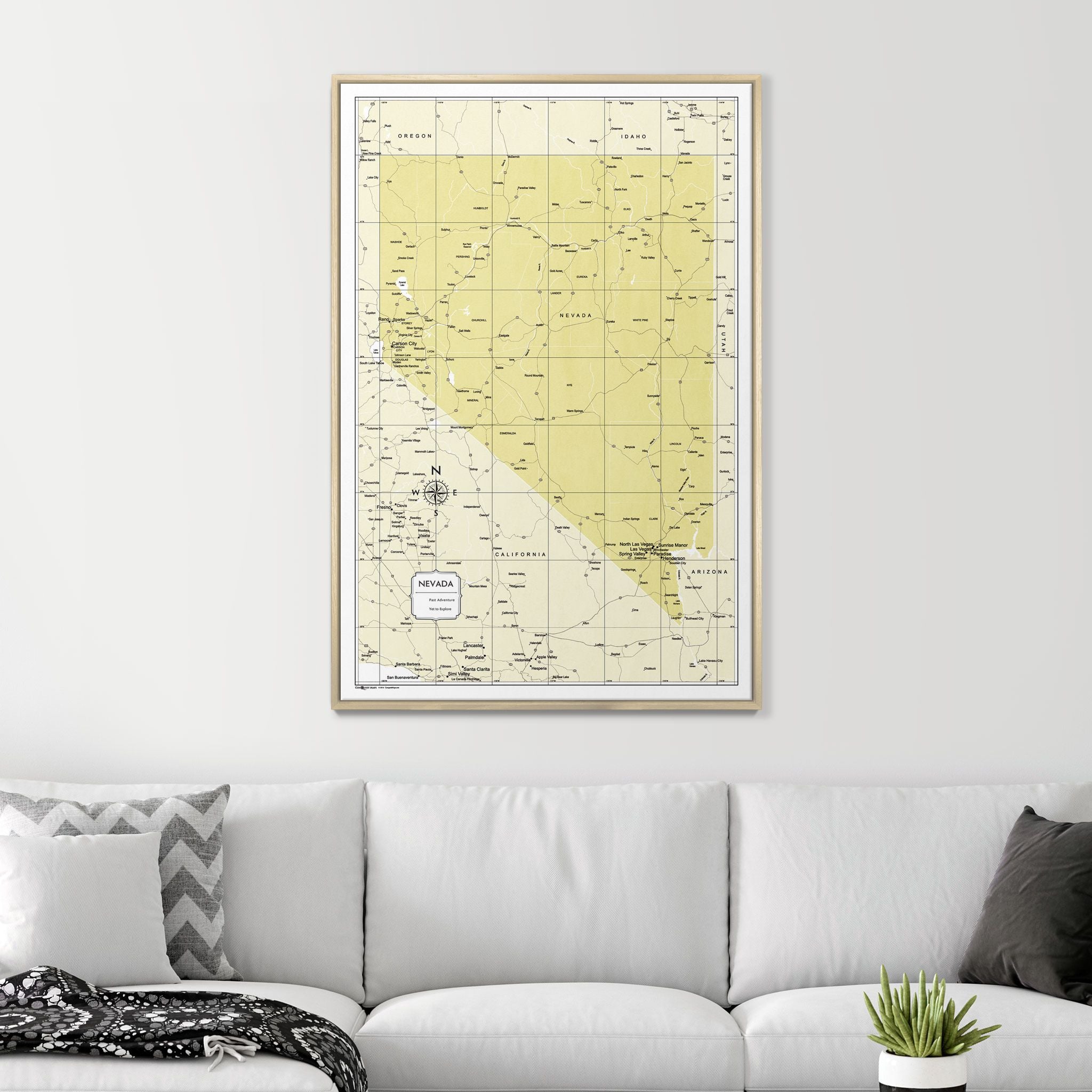 Push Pin Nevada Map (Pin Board) - Yellow Color Splash CM Pin Board