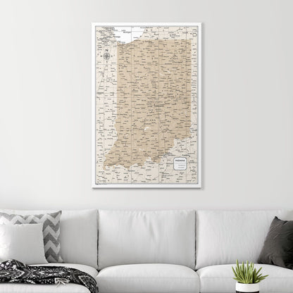 Push Pin Indiana Map (Pin Board) - Light Brown Color Splash CM Pin Board