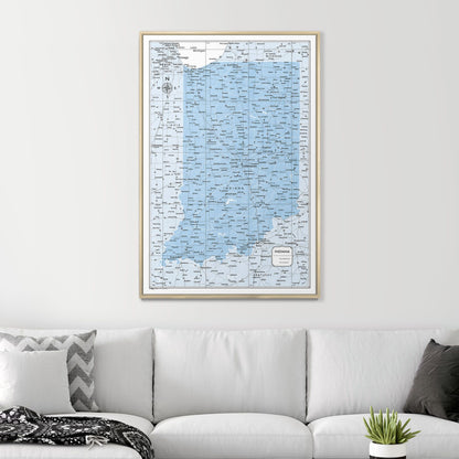 Push Pin Indiana Map (Pin Board) - Light Blue Color Splash CM Pin Board