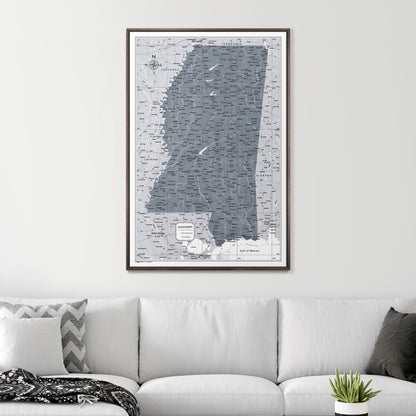 Push Pin Mississippi Map (Pin Board) - Dark Gray Color Splash CM Pin Board