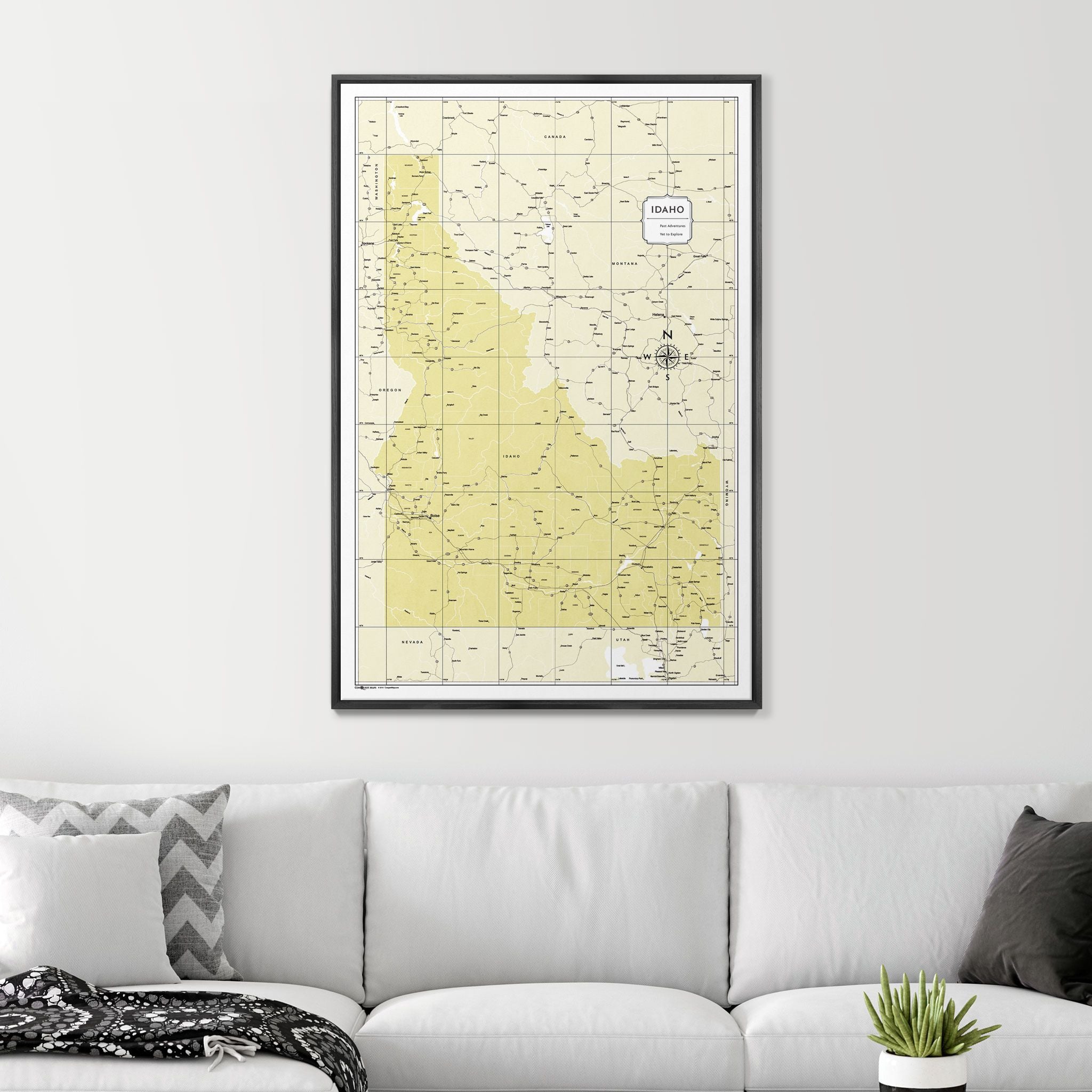 Push Pin Idaho Map (Pin Board) - Yellow Color Splash CM Pin Board