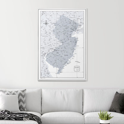 Push Pin New Jersey Map (Pin Board) - Light Gray Color Splash CM Pin Board