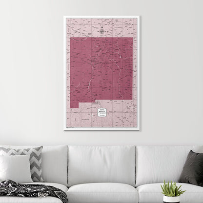 Push Pin New Mexico Map (Pin Board) - Burgundy Color Splash CM Pin Board