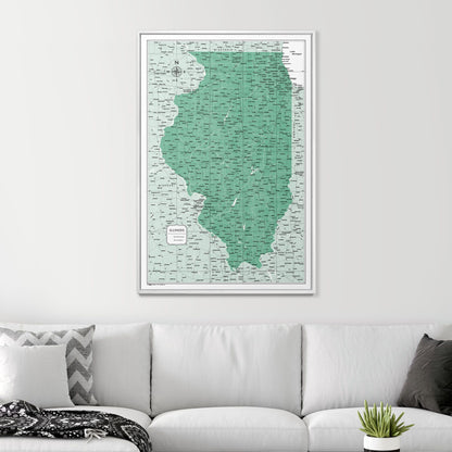 Push Pin Illinois Map (Pin Board) - Green Color Splash CM Pin Board