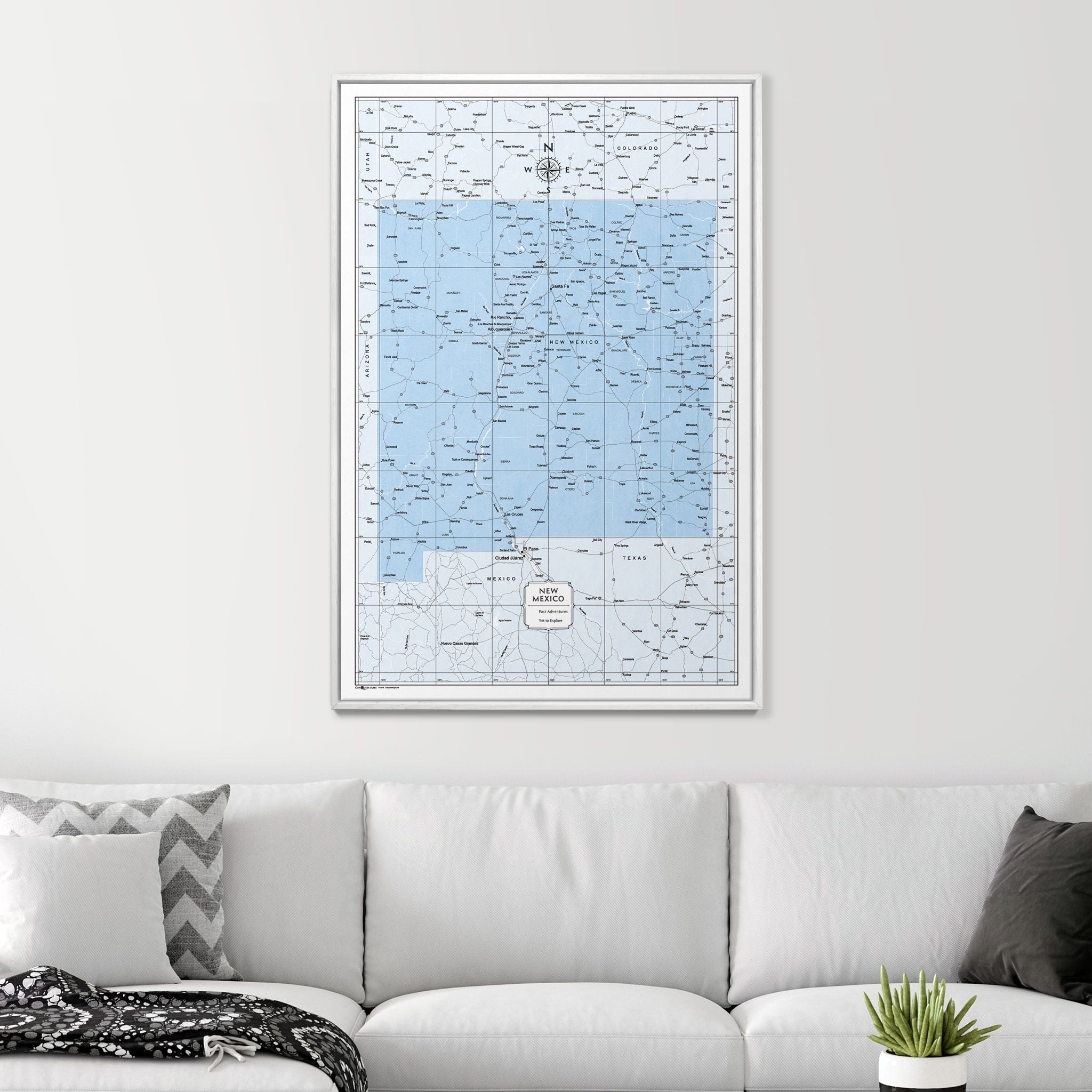 Push Pin New Mexico Map (Pin Board) - Light Blue Color Splash CM Pin Board