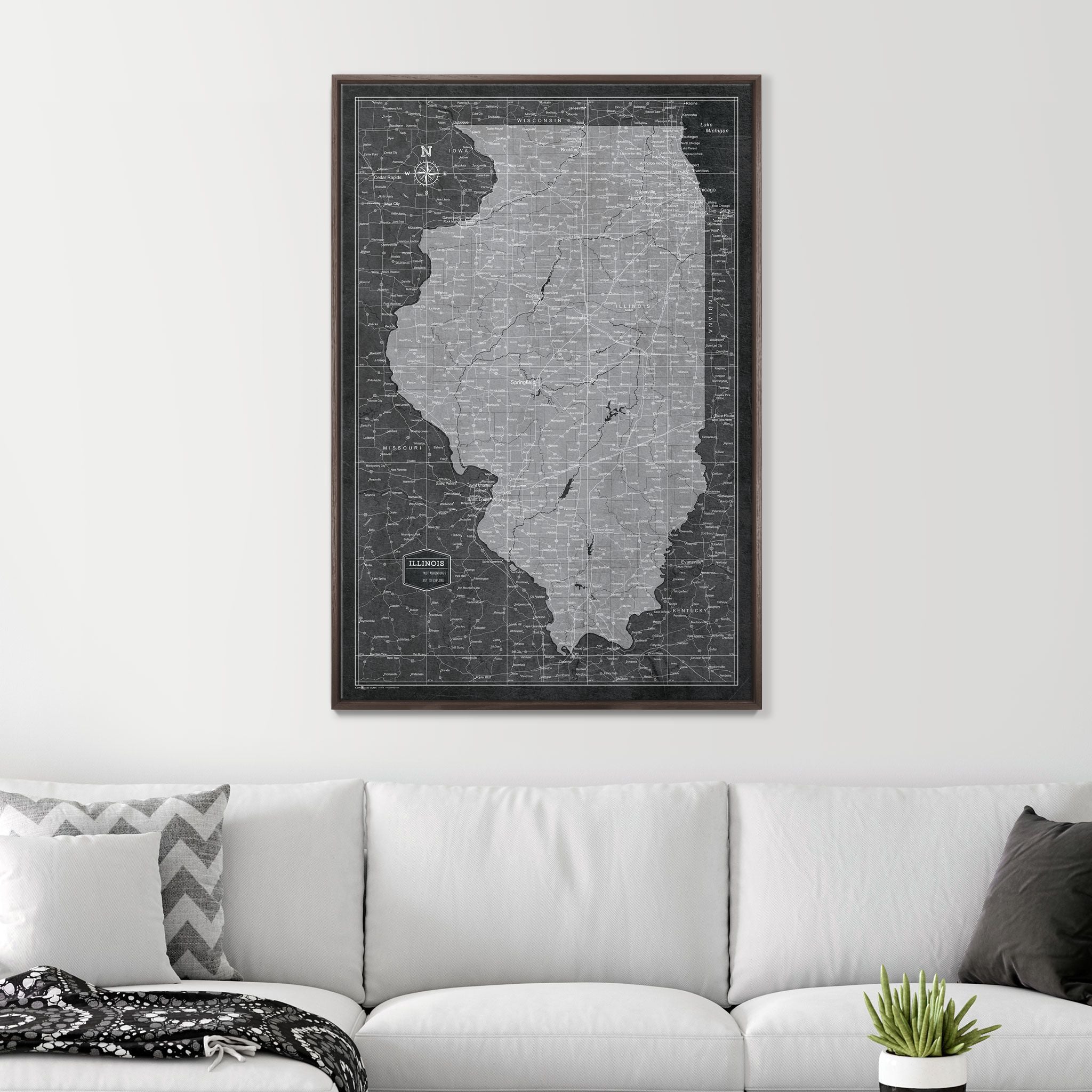 Push Pin Illinois Map (Pin Board) - Modern Slate CM Pin Board