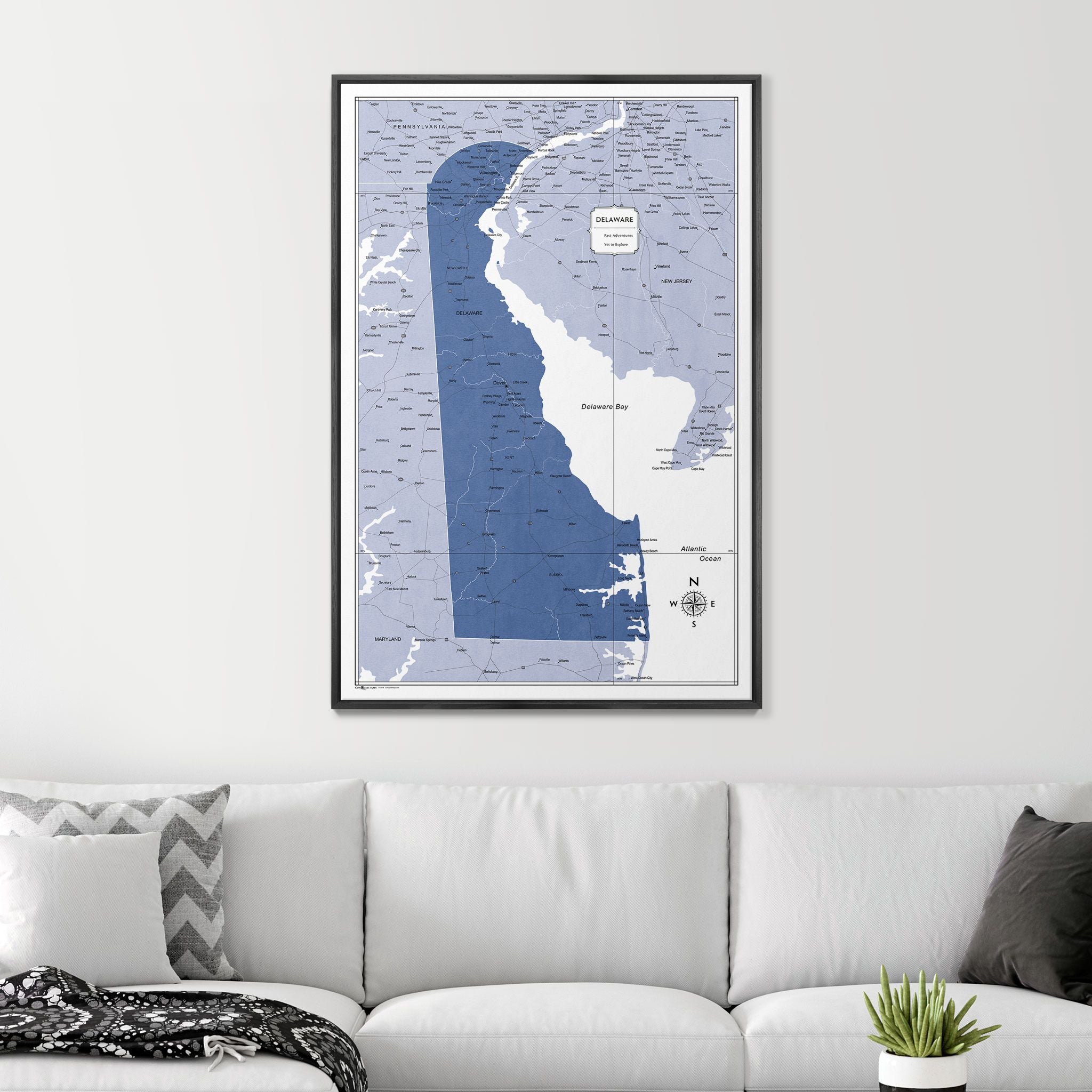 Push Pin Delaware Map (Pin Board) - Navy Color Splash CM Pin Board