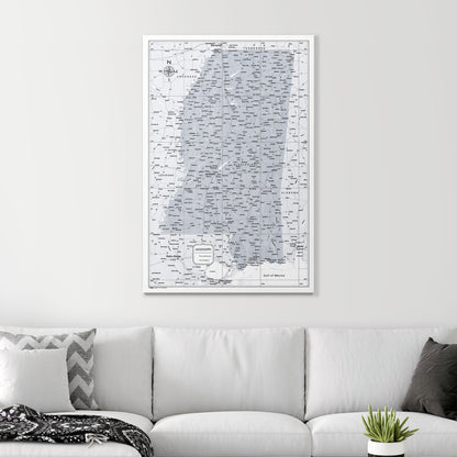 Push Pin Mississippi Map (Pin Board) - Light Gray Color Splash CM Pin Board