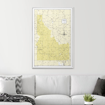 Push Pin Idaho Map (Pin Board) - Yellow Color Splash CM Pin Board