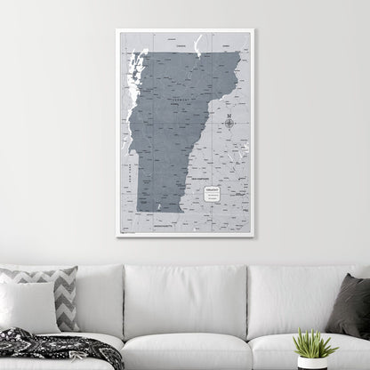 Push Pin Vermont Map (Pin Board) - Dark Gray Color Splash CM Pin Board