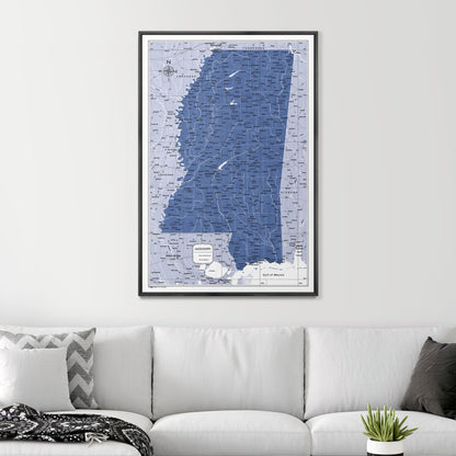 Push Pin Mississippi Map (Pin Board) - Navy Color Splash CM Pin Board