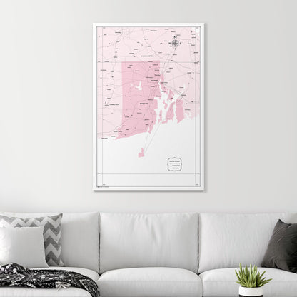 Push Pin Rhode Island Map (Pin Board) - Pink Color Splash CM Pin Board