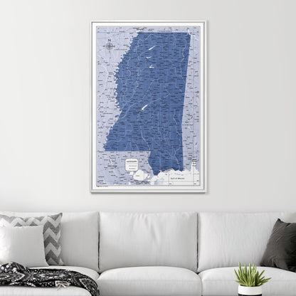 Push Pin Mississippi Map (Pin Board) - Navy Color Splash CM Pin Board