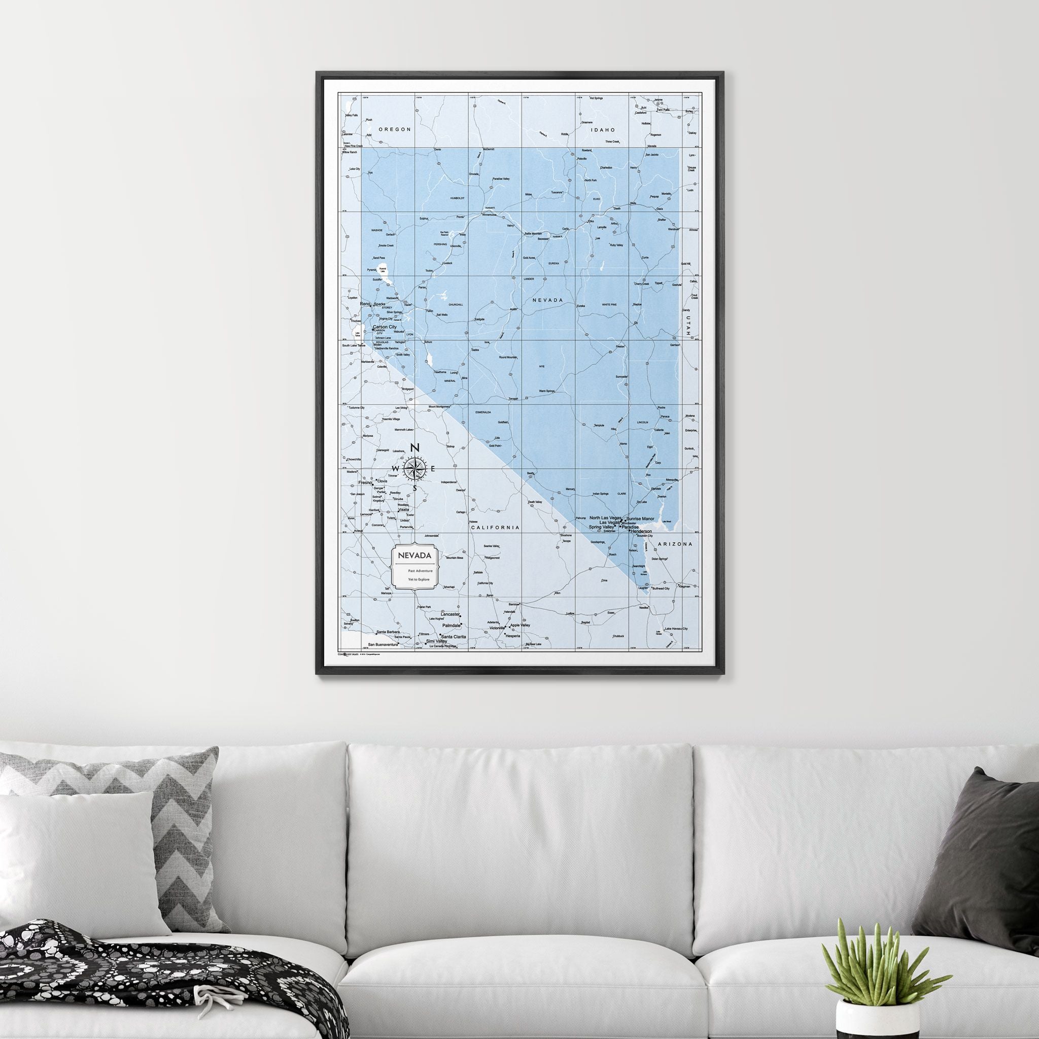 Push Pin Nevada Map (Pin Board) - Light Blue Color Splash CM Pin Board