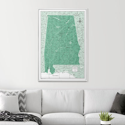 Push Pin Alabama Map (Pin Board) - Green Color Splash CM Pin Board