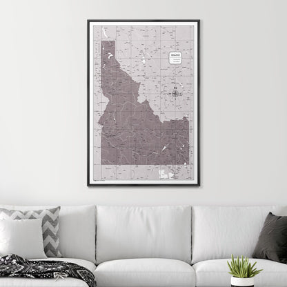 Push Pin Idaho Map (Pin Board) - Dark Brown Color Splash CM Pin Board