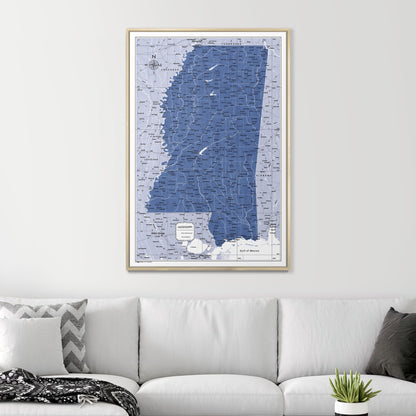 Push Pin Mississippi Map (Pin Board) - Navy Color Splash CM Pin Board