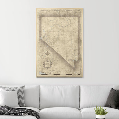 Push Pin Nevada Map (Pin Board) - Rustic Vintage CM Pin Board