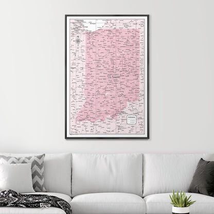 Push Pin Indiana Map (Pin Board) - Pink Color Splash CM Pin Board