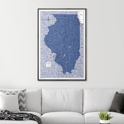 Push Pin Illinois Map (Pin Board) - Navy Color Splash CM Pin Board