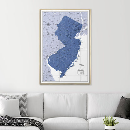 Push Pin New Jersey Map (Pin Board) - Navy Color Splash CM Pin Board