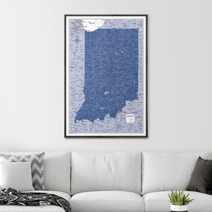 Push Pin Indiana Map (Pin Board) - Navy Color Splash CM Pin Board