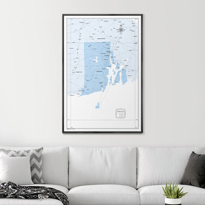 Push Pin Rhode Island Map (Pin Board) - Light Blue Color Splash CM Pin Board