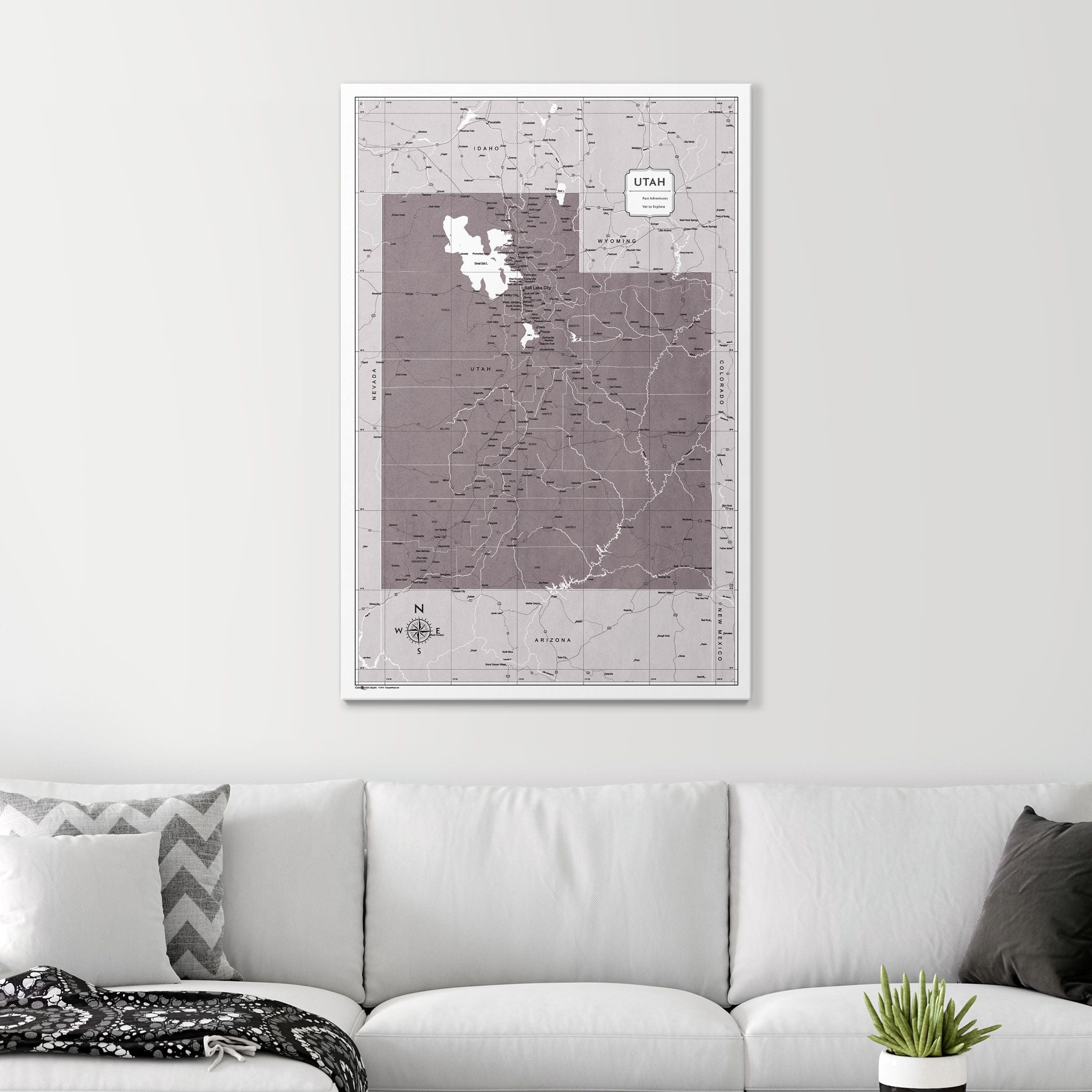 Push Pin Utah Map (Pin Board) - Dark Brown Color Splash CM Pin Board