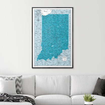 Push Pin Indiana Map (Pin Board) - Teal Color Splash CM Pin Board