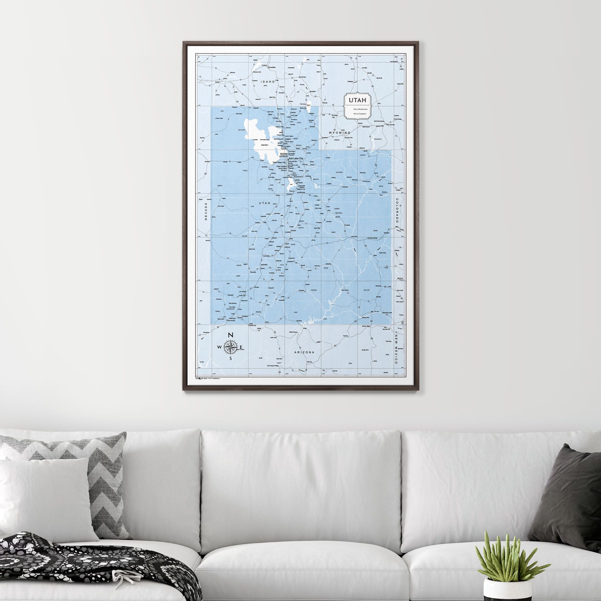 Push Pin Utah Map (Pin Board) - Light Blue Color Splash CM Pin Board