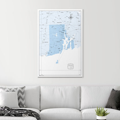 Push Pin Rhode Island Map (Pin Board) - Light Blue Color Splash CM Pin Board