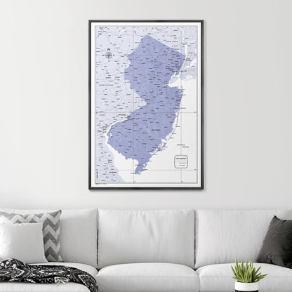 Push Pin New Jersey Map (Pin Board) - Purple Color Splash CM Pin Board