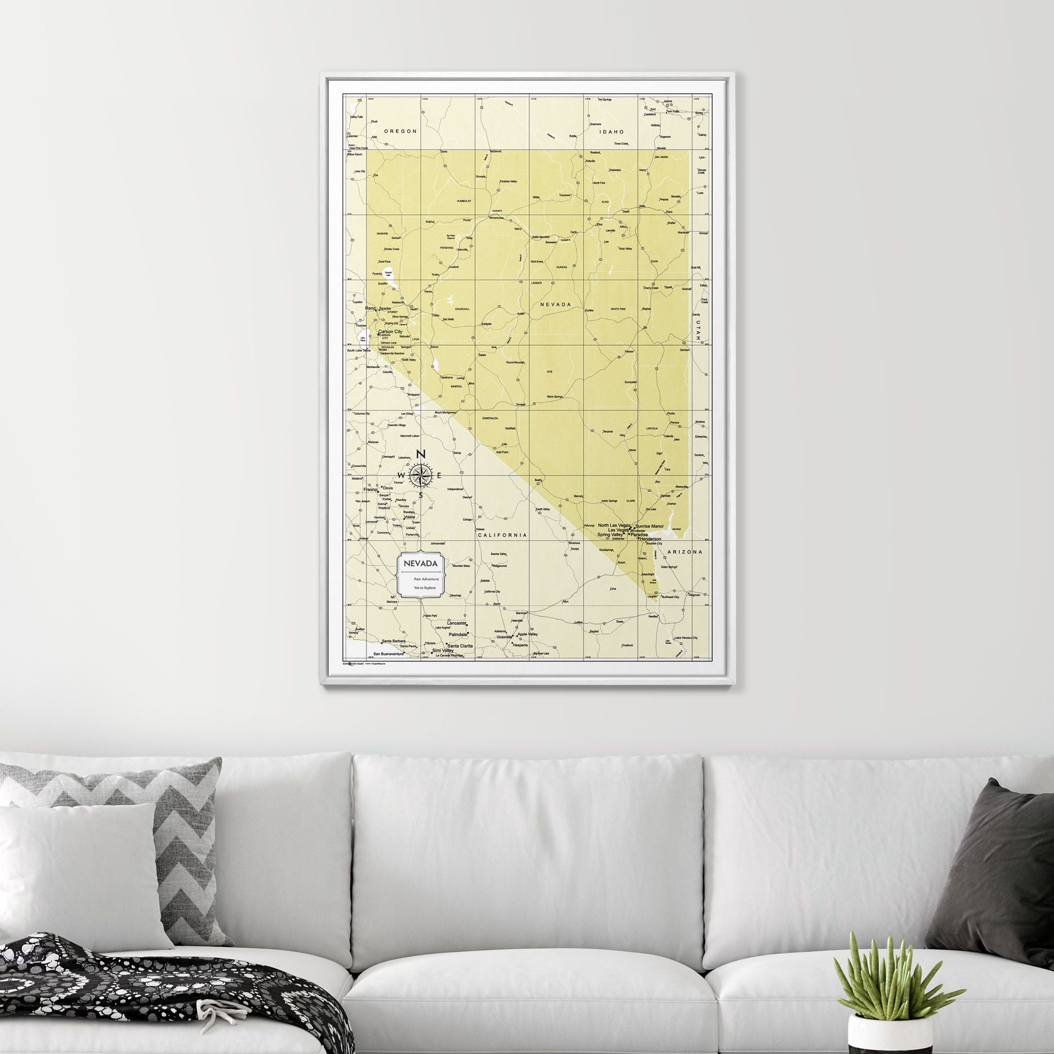 Push Pin Nevada Map (Pin Board) - Yellow Color Splash CM Pin Board