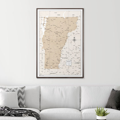 Push Pin Vermont Map (Pin Board) - Light Brown Color Splash CM Pin Board