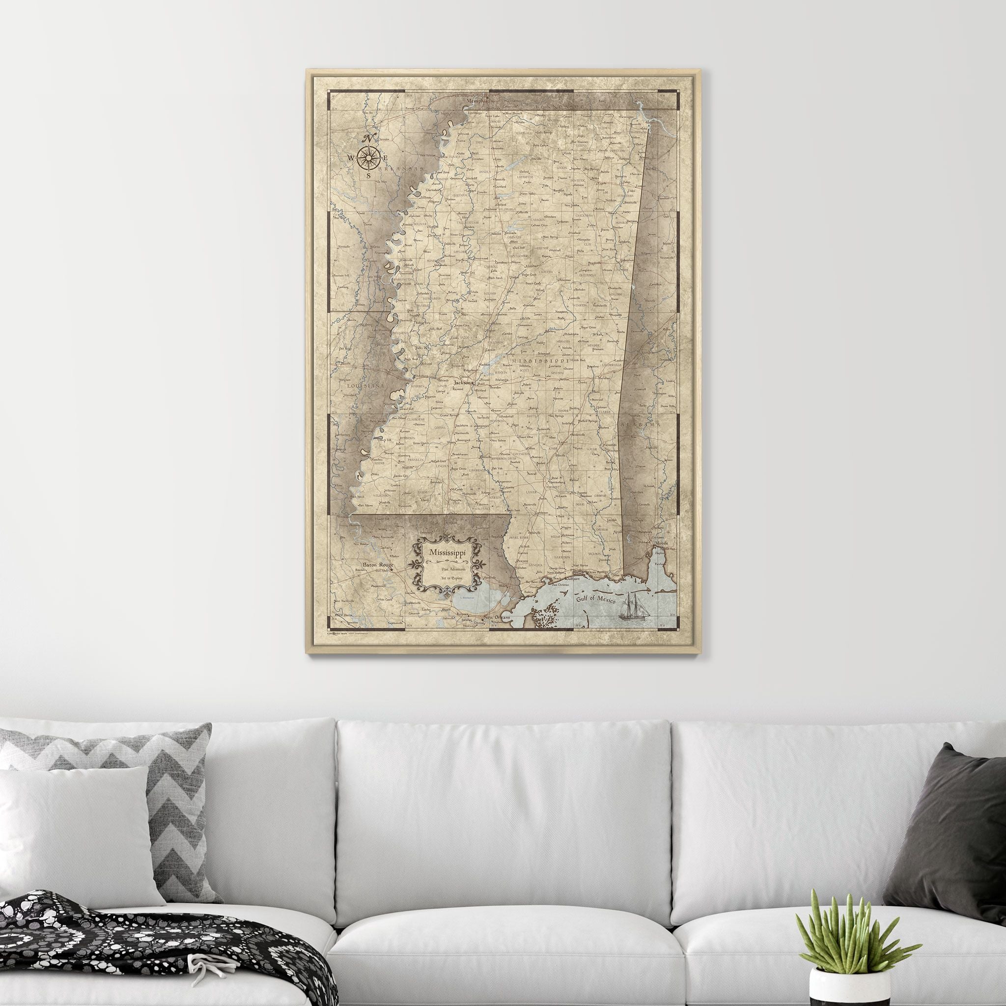 Push Pin Mississippi Map (Pin Board) - Rustic Vintage CM Pin Board