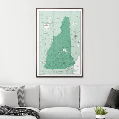 Push Pin New Hampshire Map (Pin Board) - Green Color Splash CM Pin Board