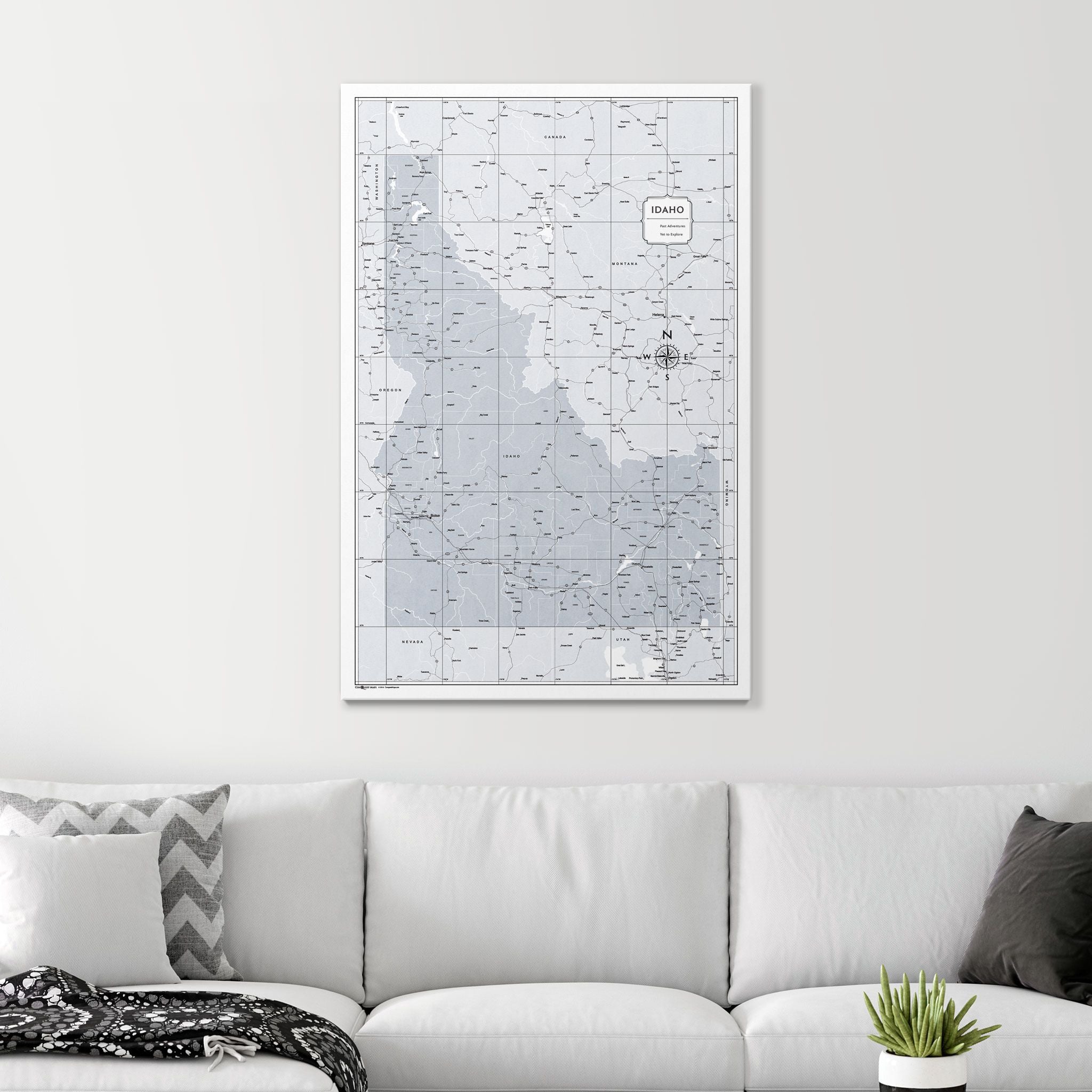 Push Pin Idaho Map (Pin Board) - Light Gray Color Splash CM Pin Board