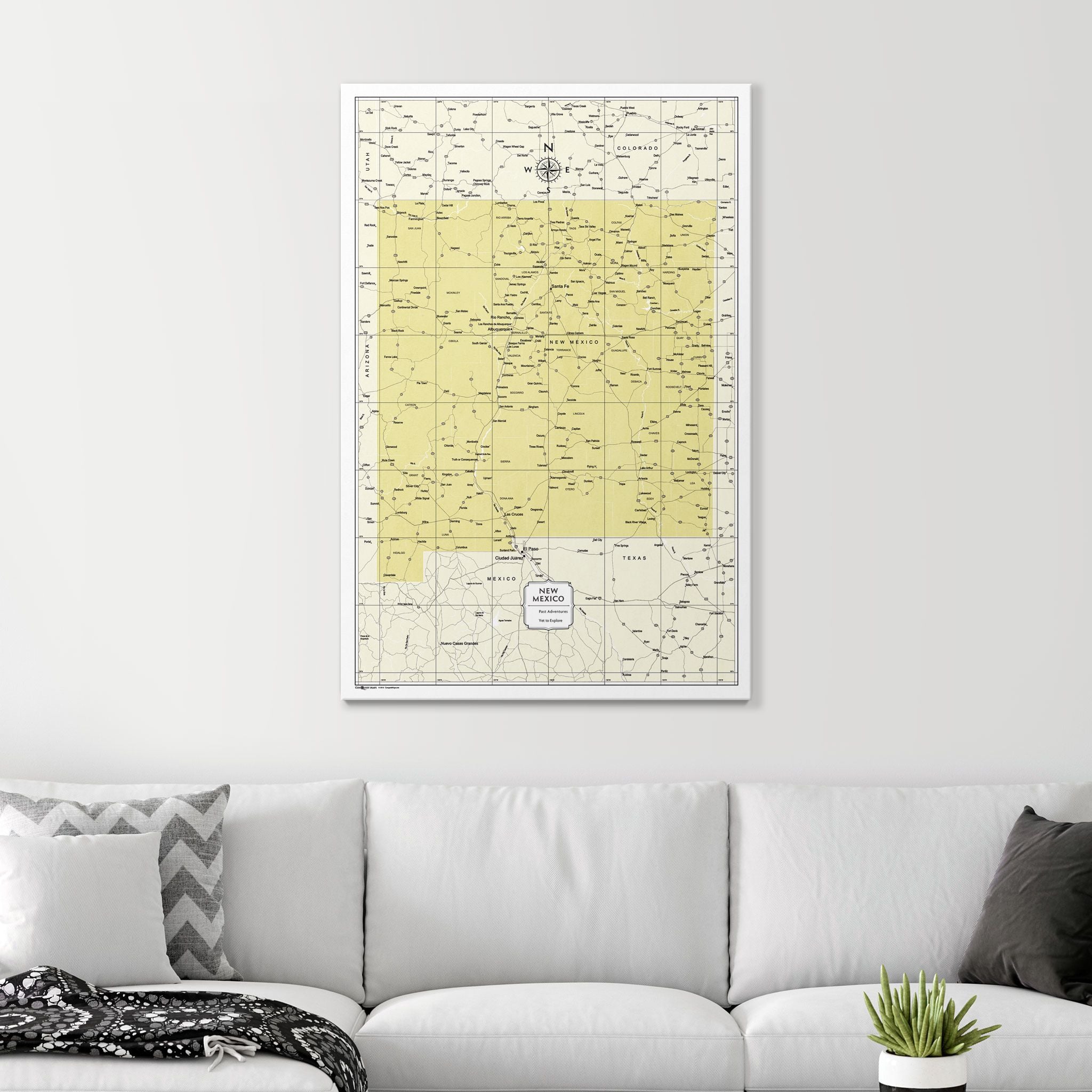 Push Pin New Mexico Map (Pin Board) - Yellow Color Splash CM Pin Board