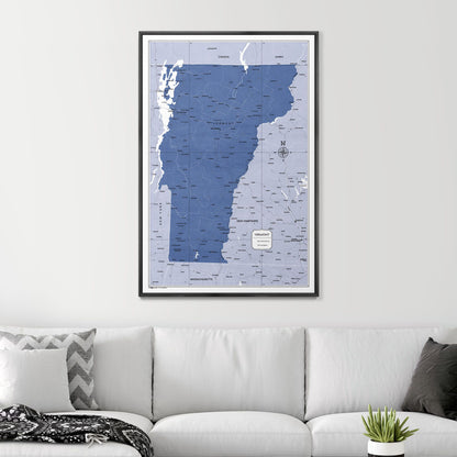 Push Pin Vermont Map (Pin Board) - Navy Color Splash CM Pin Board