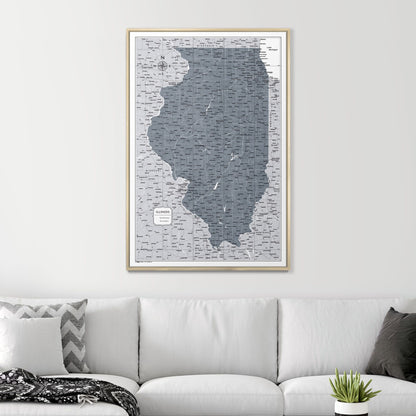 Push Pin Illinois Map (Pin Board) - Dark Gray Color Splash CM Pin Board