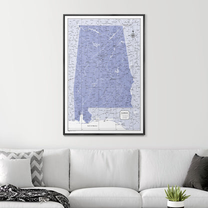 Push Pin Alabama Map (Pin Board) - Purple Color Splash CM Pin Board