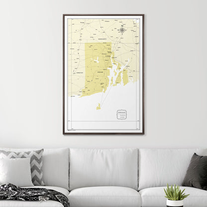 Push Pin Rhode Island Map (Pin Board) - Yellow Color Splash CM Pin Board