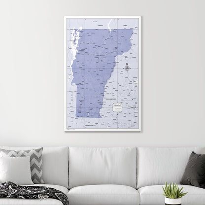 Push Pin Vermont Map (Pin Board) - Purple Color Splash CM Pin Board