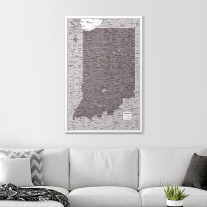 Push Pin Indiana Map (Pin Board) - Dark Brown Color Splash CM Pin Board