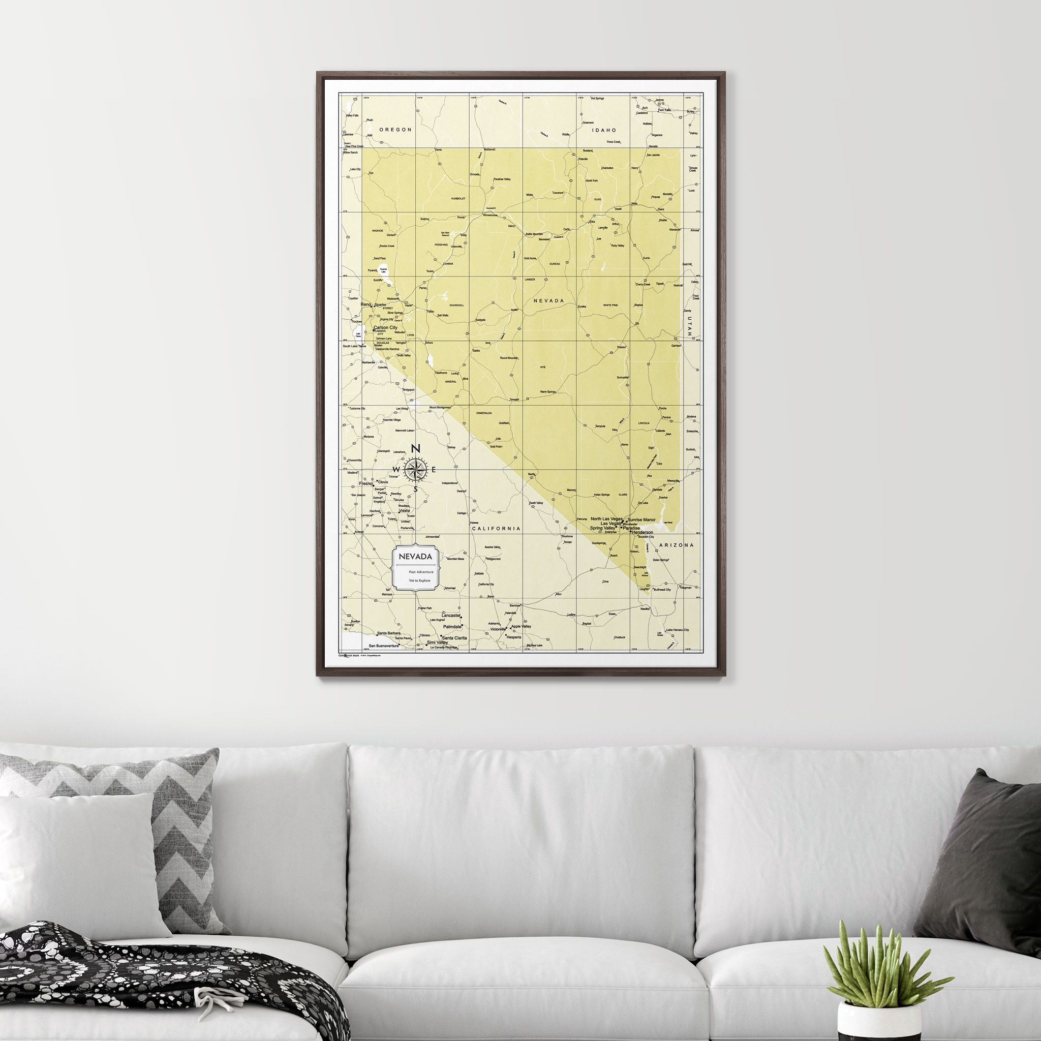 Push Pin Nevada Map (Pin Board) - Yellow Color Splash CM Pin Board