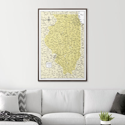 Push Pin Illinois Map (Pin Board) - Yellow Color Splash CM Pin Board