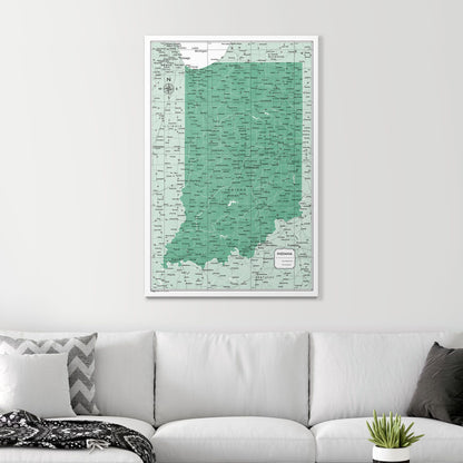 Push Pin Indiana Map (Pin Board) - Green Color Splash CM Pin Board