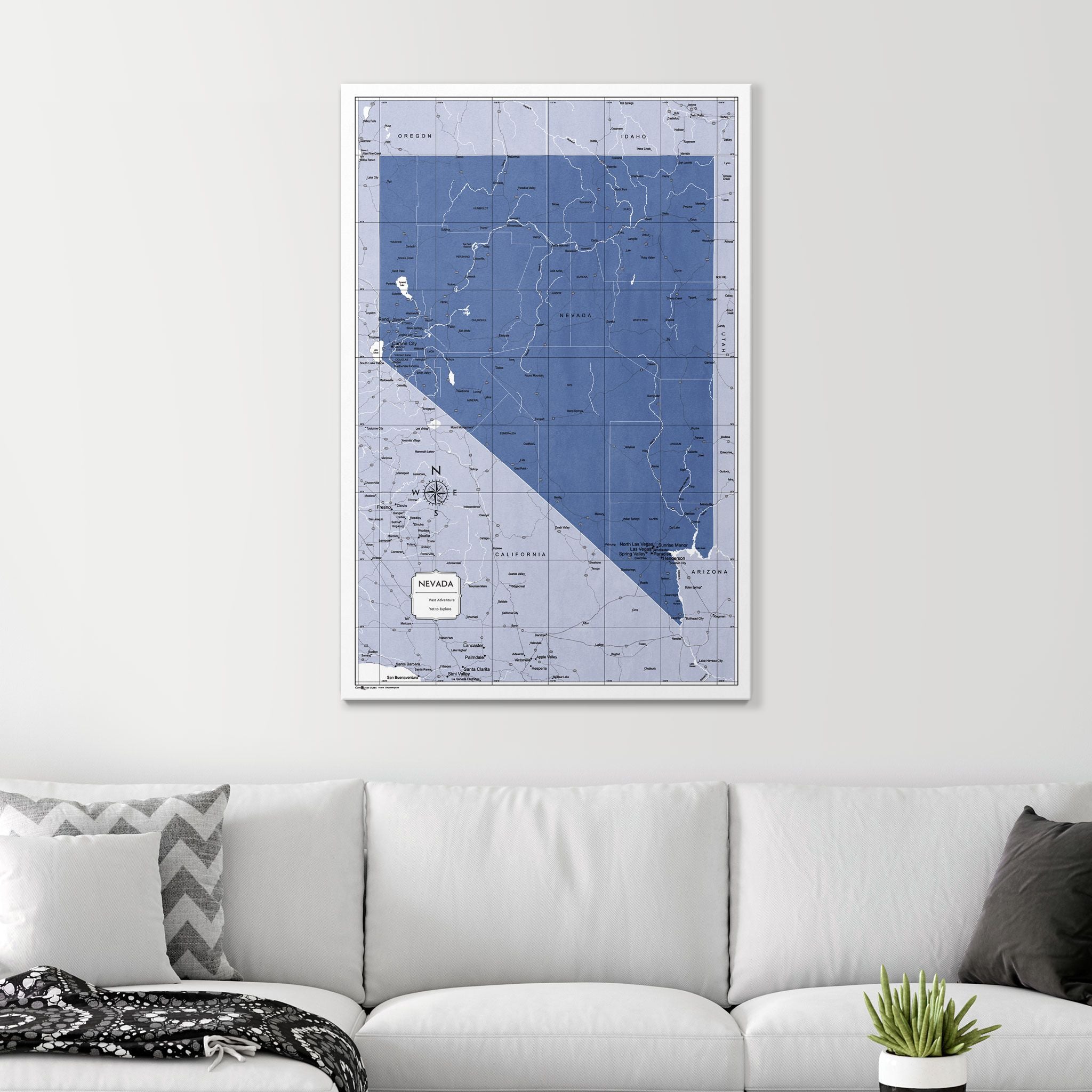 Push Pin Nevada Map (Pin Board) - Navy Color Splash CM Pin Board