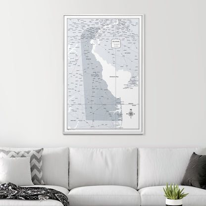 Push Pin Delaware Map (Pin Board) - Light Gray Color Splash CM Pin Board